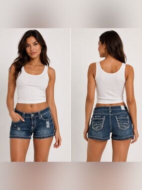 Y2K Maurice’s Distressed Mid Rise Jean Shorts Size 5/6 vintage denim